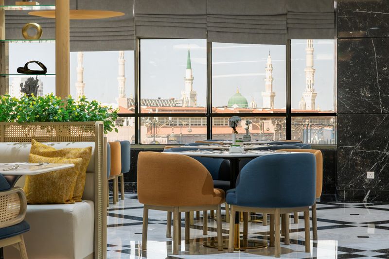 Hospitality dining space overlooking the Prophet’s Mosque